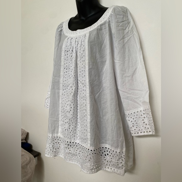 100% cotton INDIGO SOUL white top size Large - Picture 2 of 3